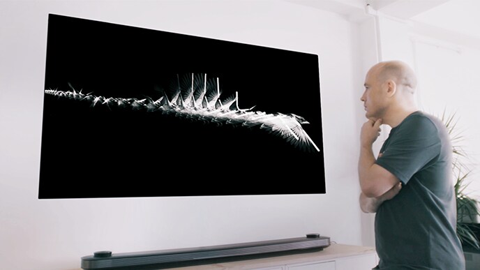 Billedkunstner Matt Clark stirrer på LG SIGNATURE OLED TV W.